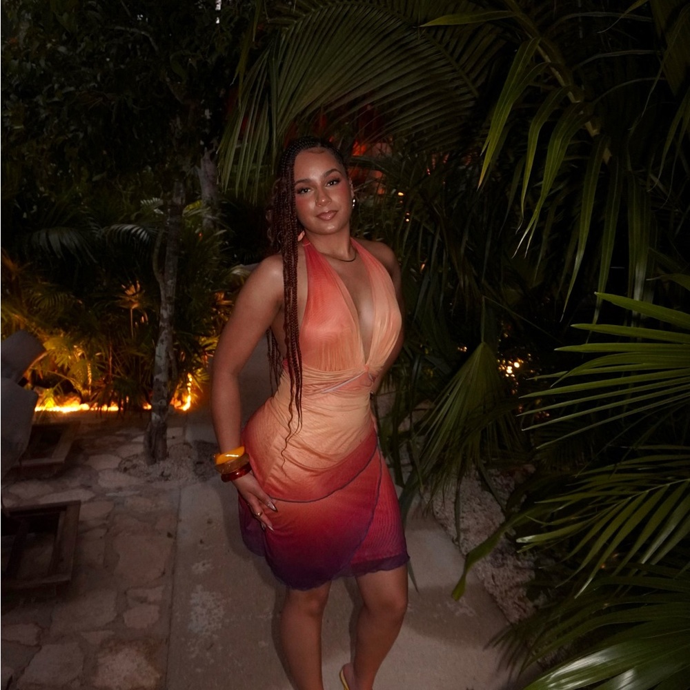 Gradient Halter Neck Dress